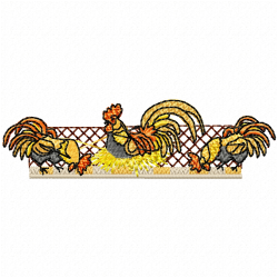 Chickens And Roosters Embroidery Design 12